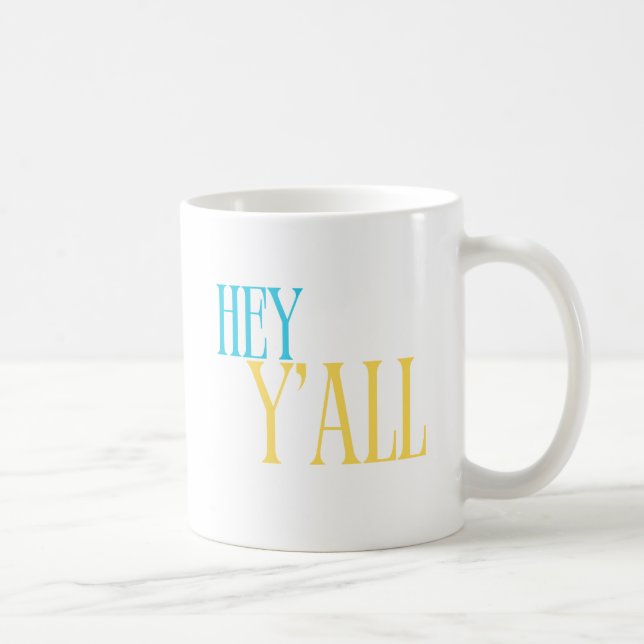 Hey Y'all Southern Mug en bleu et jaune (Droite)