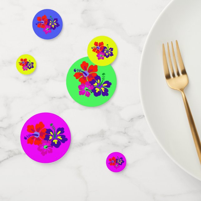 HIbiscus Art Tropical Art Table Confetti (Groupe)