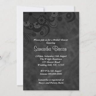 Hibiscus Black Floral Mariage Invitation Fête des 