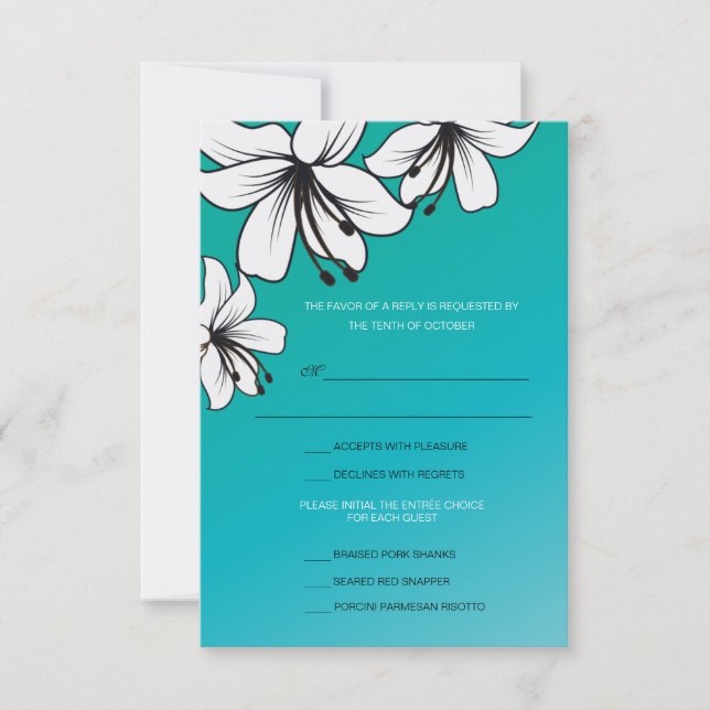 Hibiscus blanc - cartes rsvp (Devant)