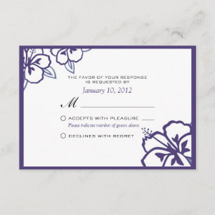 Hibiscus blanc et mauve Fleur personnalisée RSVP