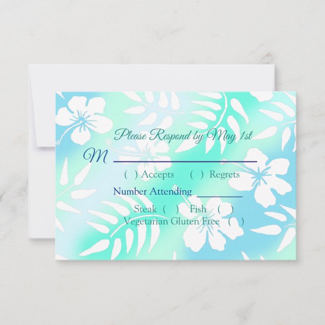 Hibiscus bleu et Turquoise Mariage tropical Carte  (Devant)