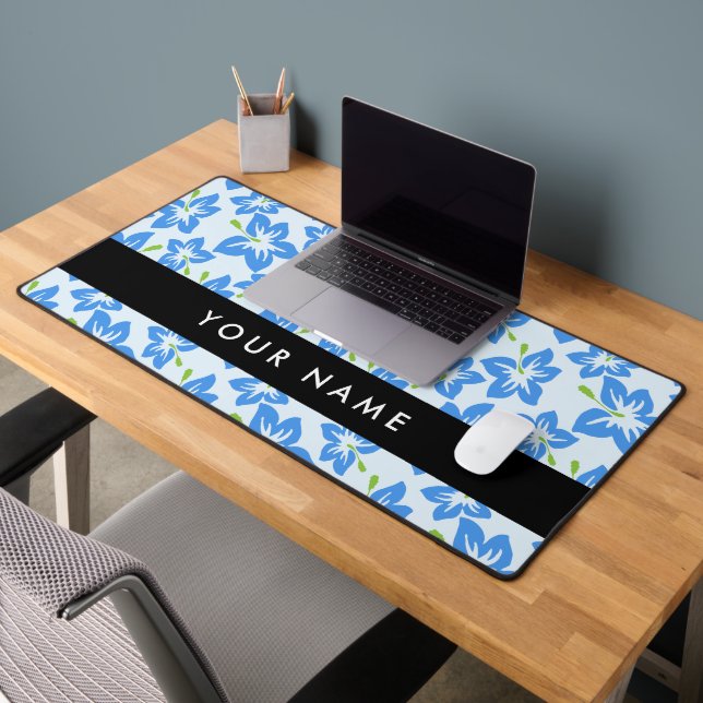 Hibiscus Bleu, Fleurs Bleues, Votre Nom (Bureau 2)