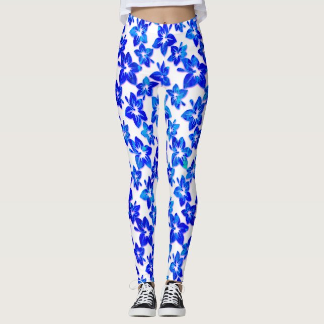 hibiscus bleu - leggings (Devant)