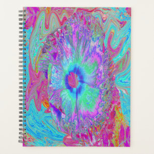 Hibiscus Bleu Rétro Psychedélique Arc-en-Ciel