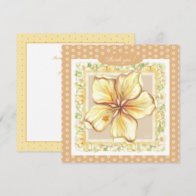 Hibiscus & dentelle JAUNE (Devant / Derrière)