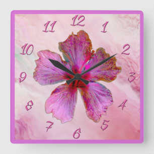 Hibiscus Design Horloge florale en rose