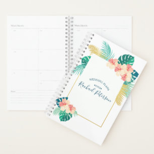 Hibiscus d'or Hawaïen Mariage Monogramme Planner
