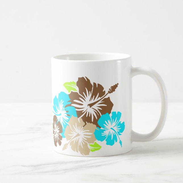 "Hibiscus Épique" en marron/turquoise Tasse (Droite)