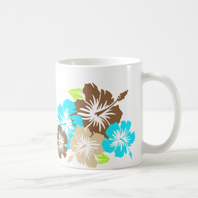 "Hibiscus épique" en Mug Brown/Turq (Droite)
