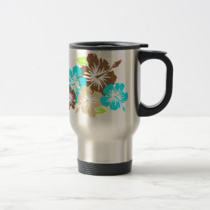 "Hibiscus épique" en Mug de voyage Brown/Turq