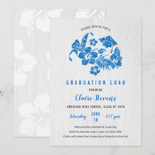 HIbiscus et Casquette Graduation Luau Invitation