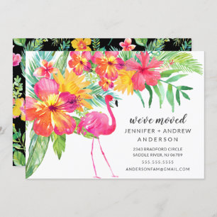 Hibiscus Flamant rose rose Faire-part de déplaceme