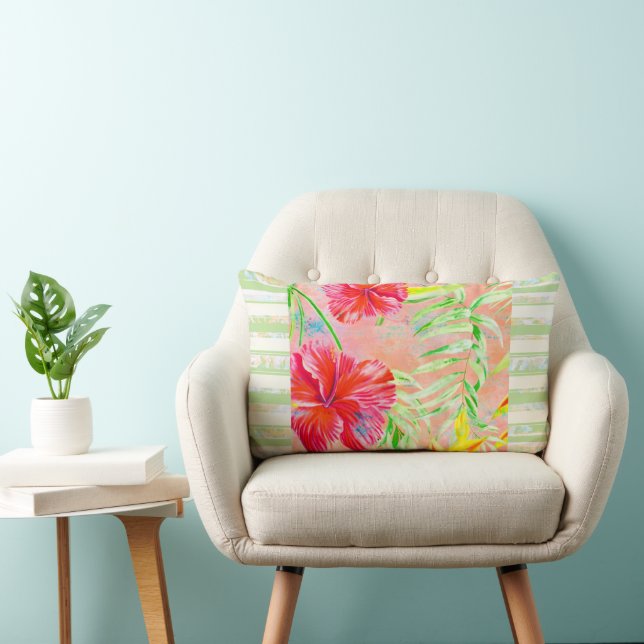Hibiscus Fleur Lumbar Lisse oreiller (Chaise)