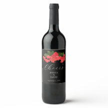 Hibiscus Fleur Mariage Vin bouteille Étiquettes