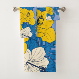 Hibiscus fleurs et feuilles