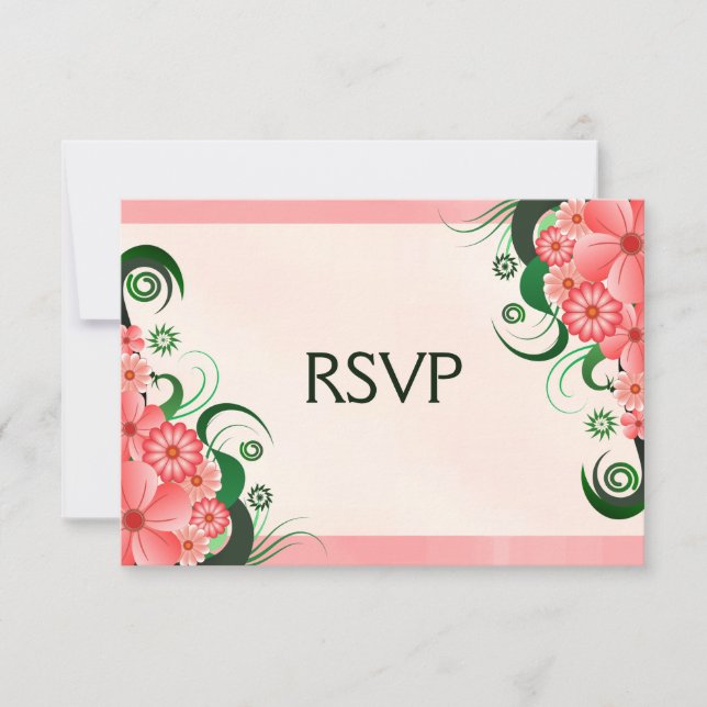 Hibiscus Floral Rose Elegant carte de réponse RSVP (Devant)