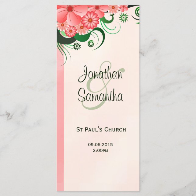 Hibiscus Floral Rose Wedding Programme Modèles (Devant)