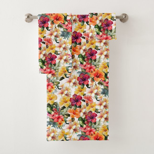 Hibiscus floral Tropical Rouge Blanc Jaune (En situation)