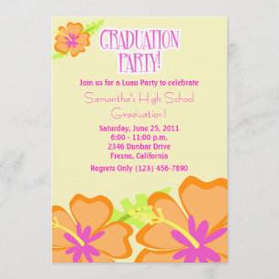 Hibiscus Flower Graduation Party Invitation Jaune