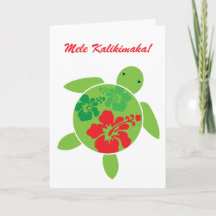 Hibiscus hawaïen Honu Carte de Noël pliée