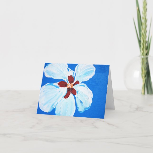 Hibiscus hawaïen sur carte bleue (Devant)