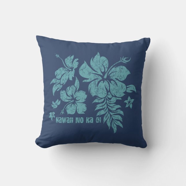 Hibiscus Pareau Hawaiian Floral Coussin réversible (Recto)
