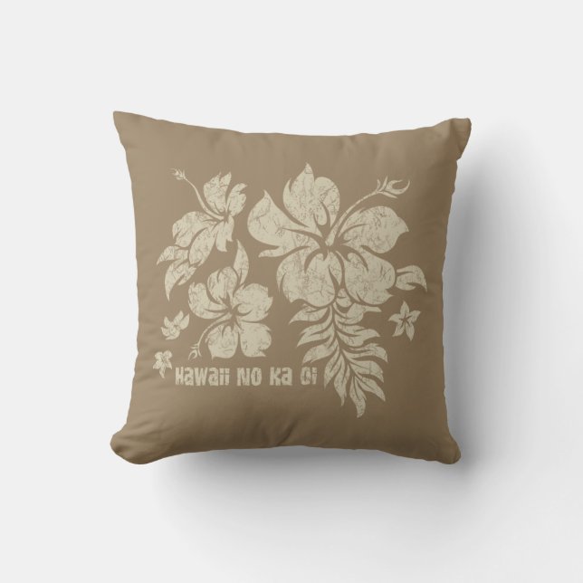 Hibiscus Pareau Hawaiian Floral Coussin réversible (Recto)