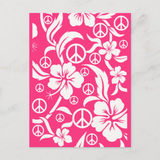 Hibiscus rose avec panneaux de paix CARTES POSTALE