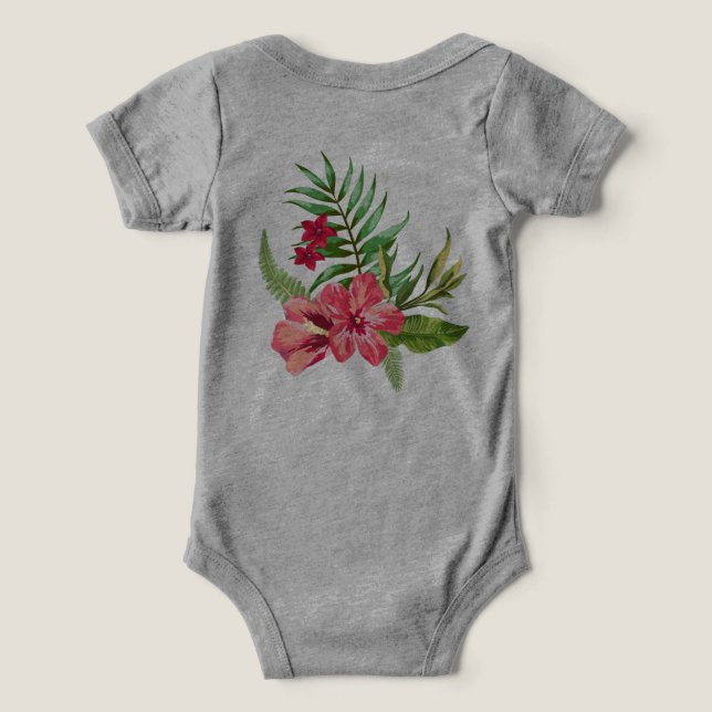 Hibiscus Rose Et Feuilles Vert (Design Verso)
