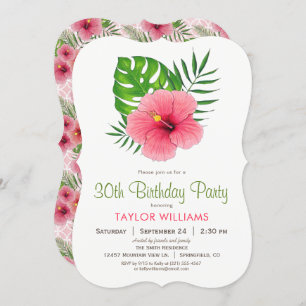 Hibiscus rose Fleur Anniversaire Invitation