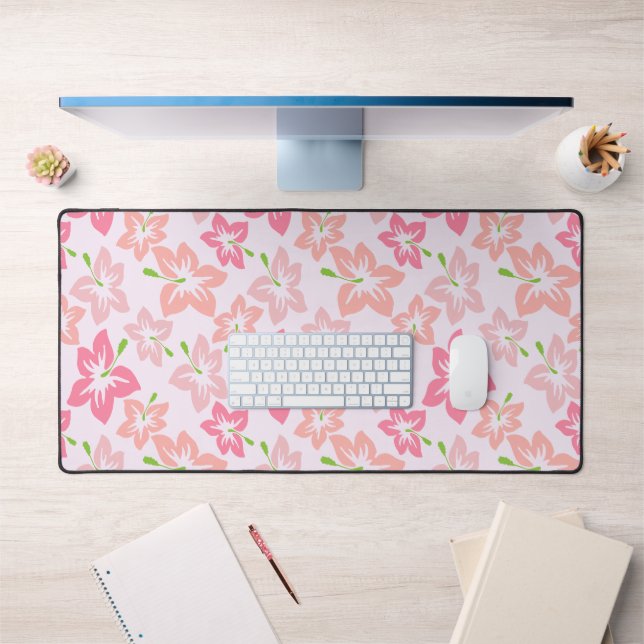 Hibiscus Rose, Fleurs Roses, Motif De Fleurs (Bureau 1)