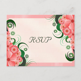 Hibiscus rose Floral Elegant RSVP Répondre Cartes