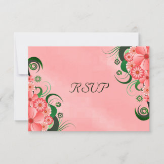 Hibiscus rose Floral Élégante carte de réponse RSV