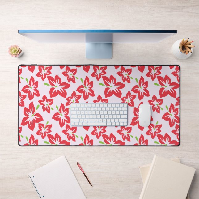 Hibiscus Rouge, Fleurs Rouges, Motif De Fleurs (Bureau 1)