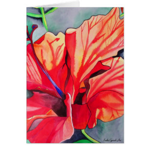 Hibiscus rouge fleurs tropicales aquarelle art