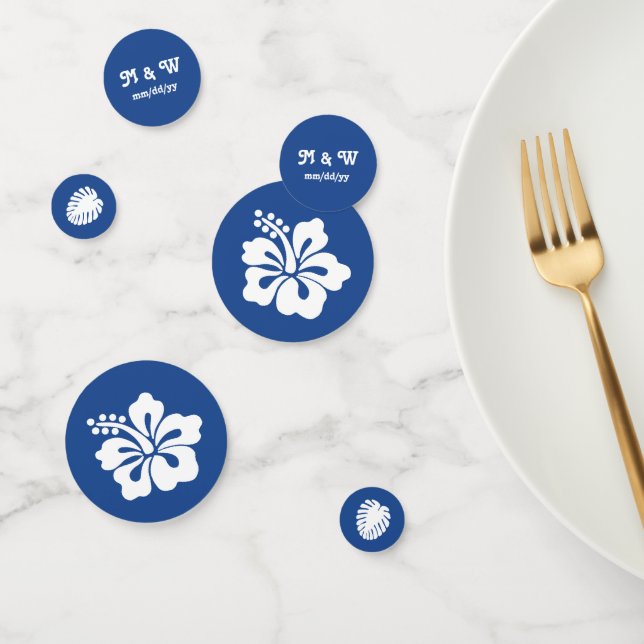 Hibiscus tropical dans la table bleue Confetti (Groupe)