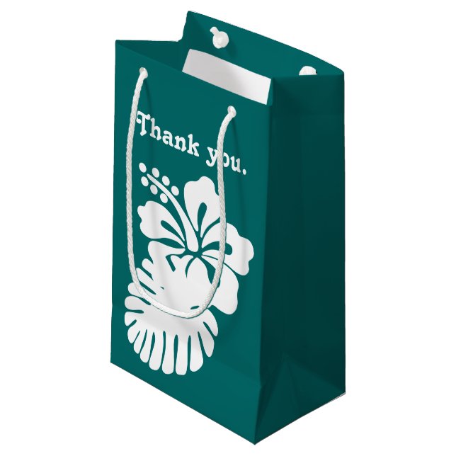 Hibiscus Tropical dans un Sac Cadeau Sarcelle (Devant Angle)