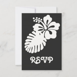 Hibiscus tropical en noir carte RSVP