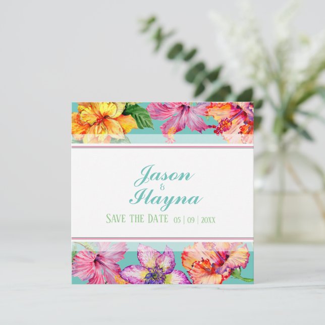 Hibiscus Tropical Enregistrer La Carte Plat Date (Debout devant)