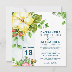 Hibiscus Tropical Floral Faire-part de mariage