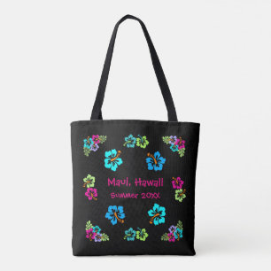 Hibiscus Tropical Noir - Sac Cabas