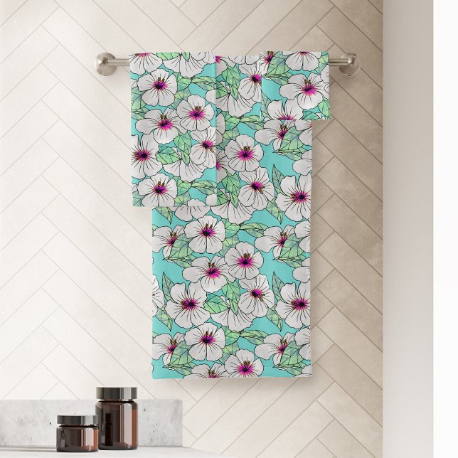 Hibiscus tropical rose et blanc Motif floral (Tropical Vibes Hibiscus Pattern)