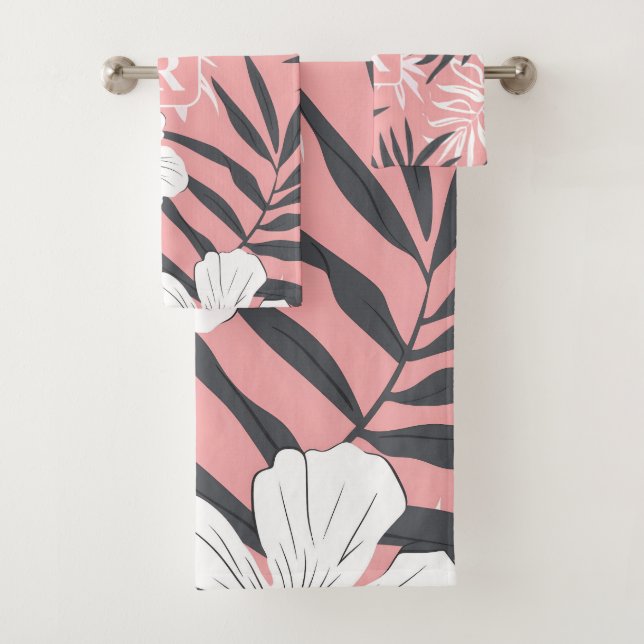 Hibiscus tropical rose personnalisé Monogramme (En situation)