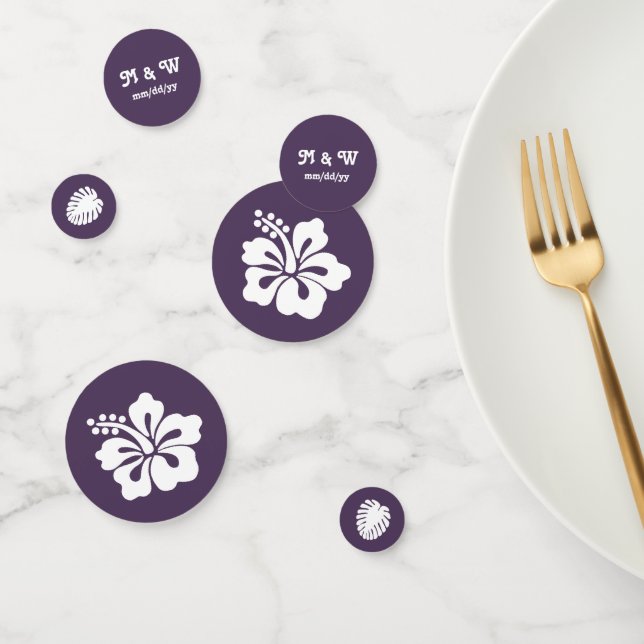 Hibiscus tropicaux en Confetti de table violette (Groupe)