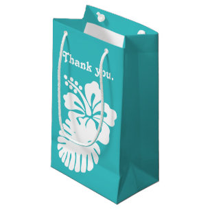 Hibiscus tropicaux en sac cadeau Turquoise
