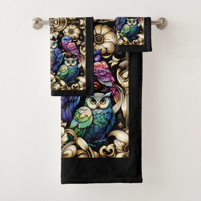 Hibou arc-en-ciel Art Déco (En situation)