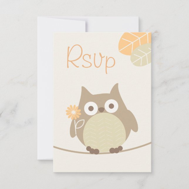 Hibou Baby shower Rsvp Sexe Neutre (Devant)