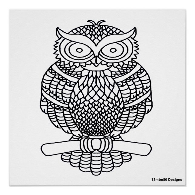 Hibou (blanc) - Affiche imprimée (Devant)
