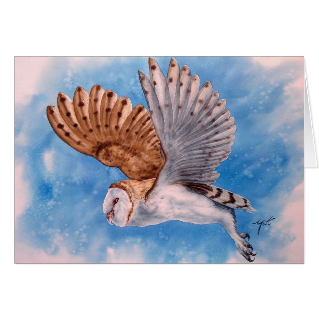 HIBOU BLANC EN VOL (Devant horizontal)